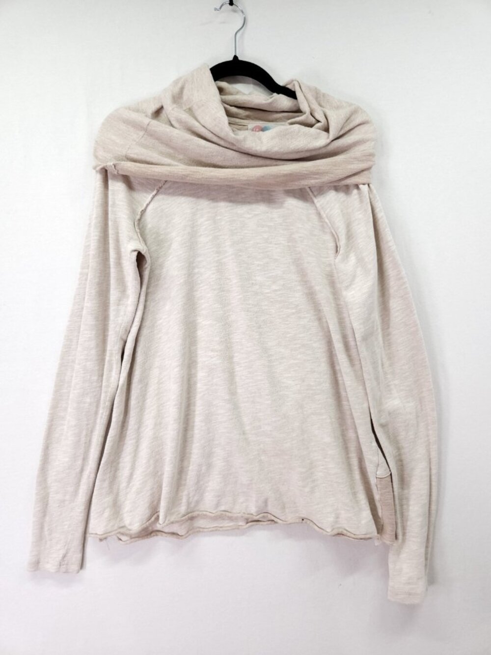 Free People Beach Pullover Cocoon Sweater Size M/L Cowl-Neck Slouchy Beige